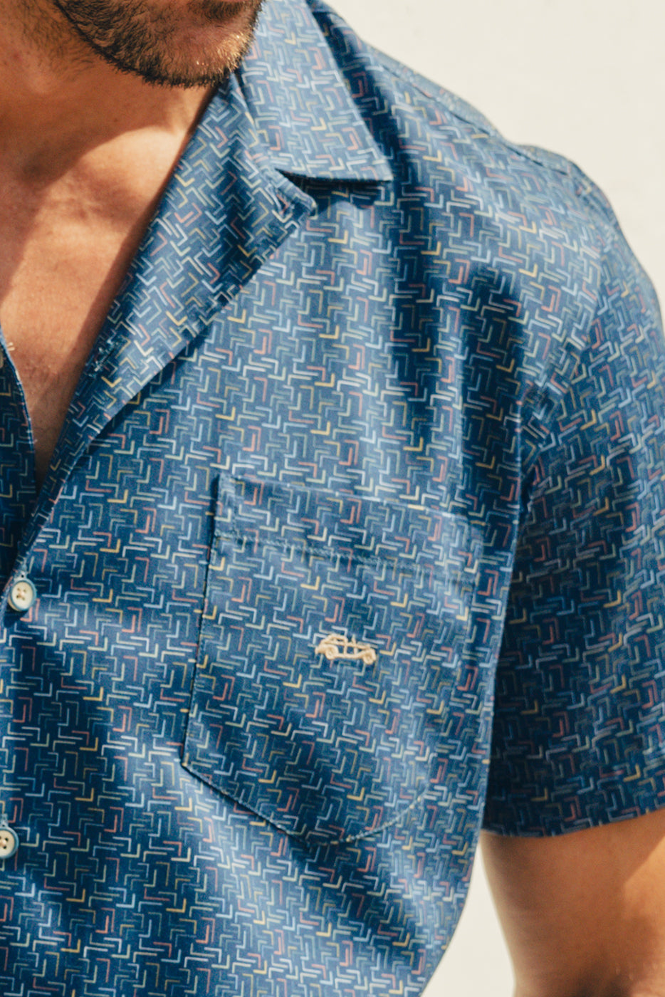 Camisa bowling hombre manga corta marino