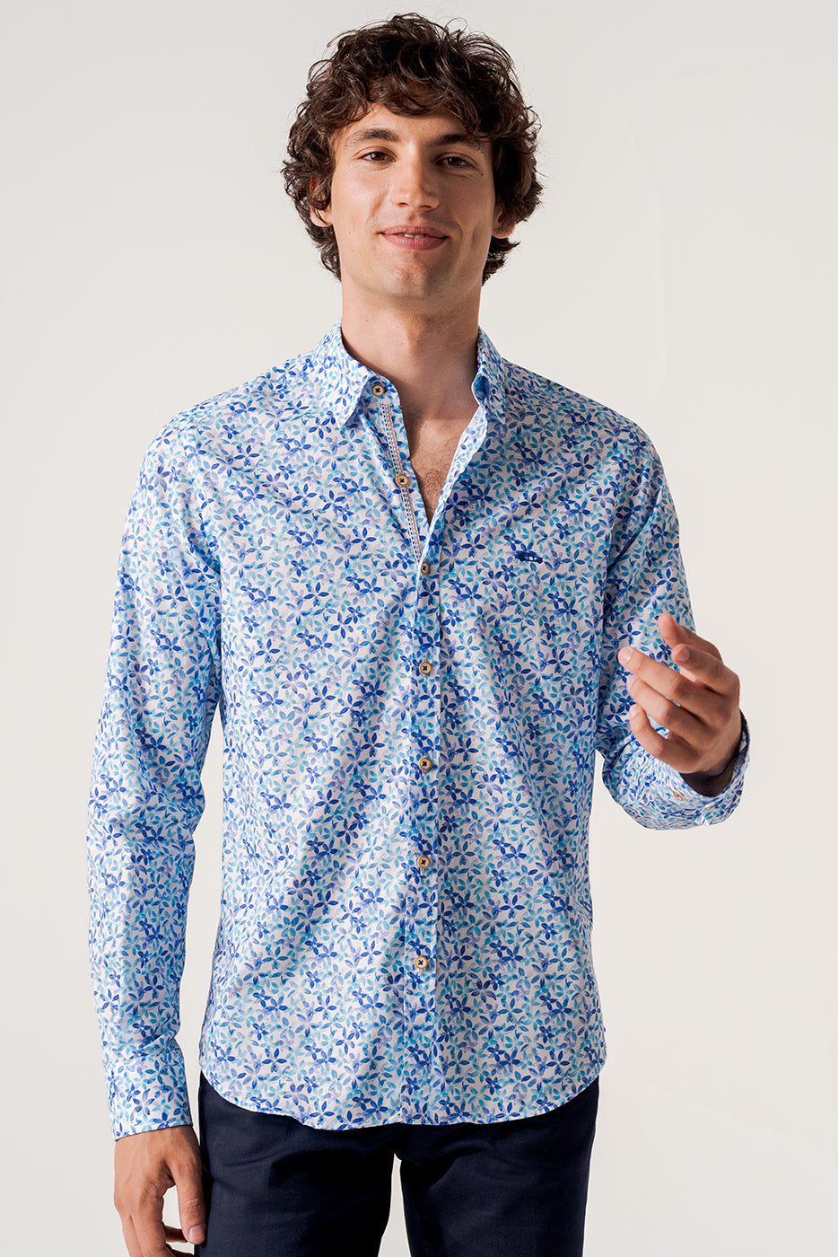 Camisa de voile de algodón estampada de flores