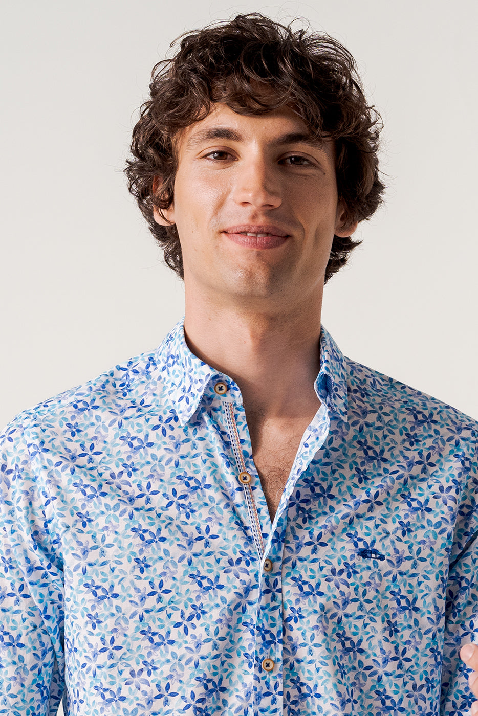 Camisa de voile de algodón estampada de flores