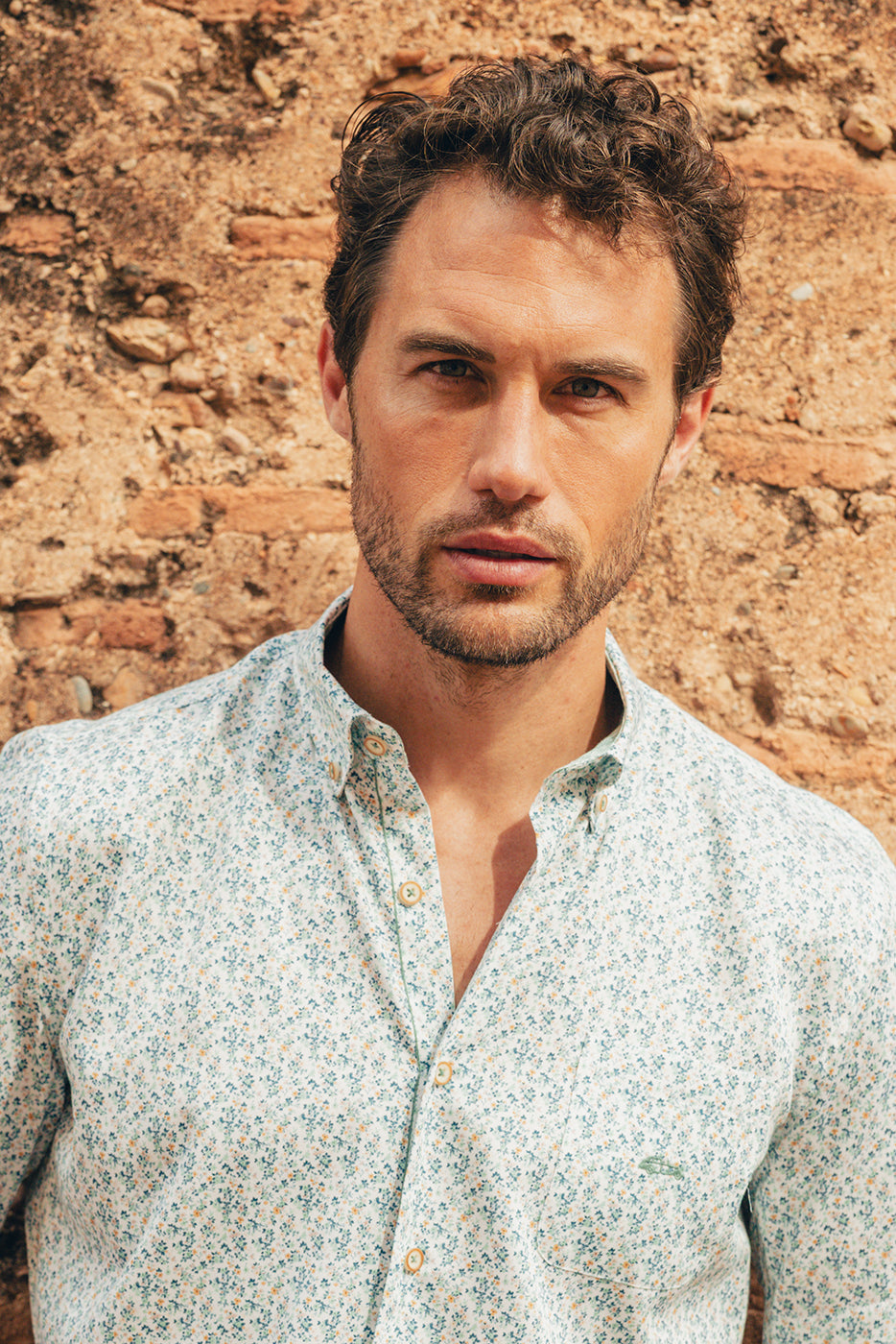 Camisa manga corta estampado liberty verde