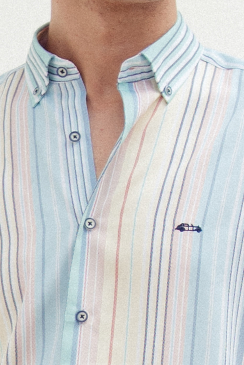 Camisa manga larga estampada rayas tipo oxford