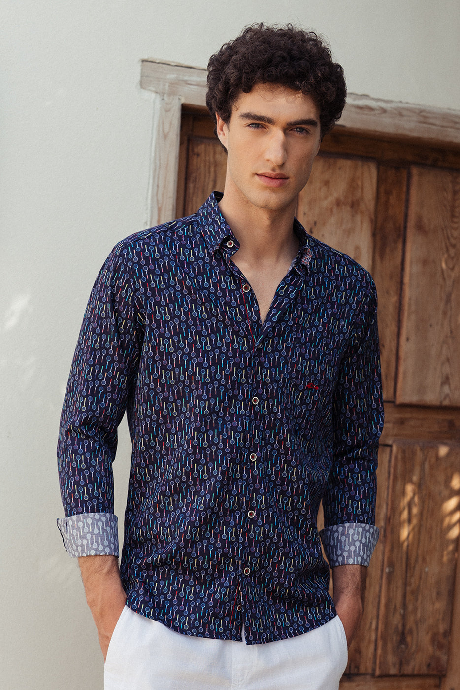 Camisa manga larga estampado raquetas de tenis clásicas