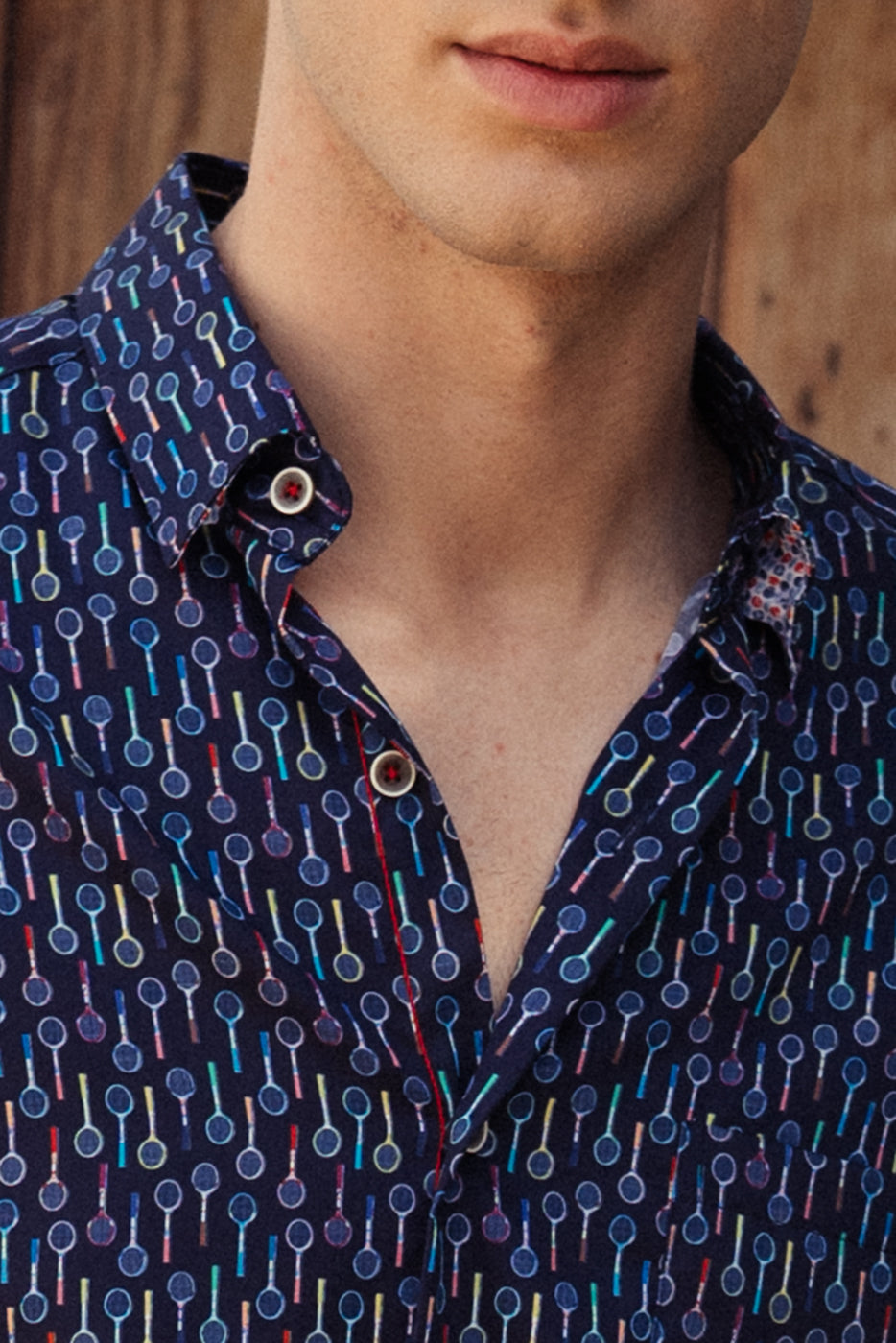 Camisa manga larga estampado raquetas de tenis clásicas