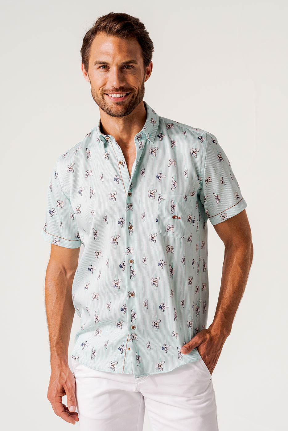 Camisa manga corta bulldogs y rayas