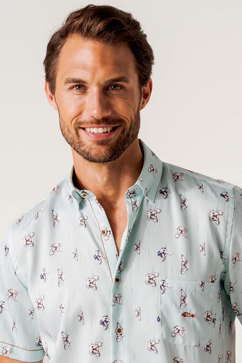 Camisa manga corta bulldogs y rayas