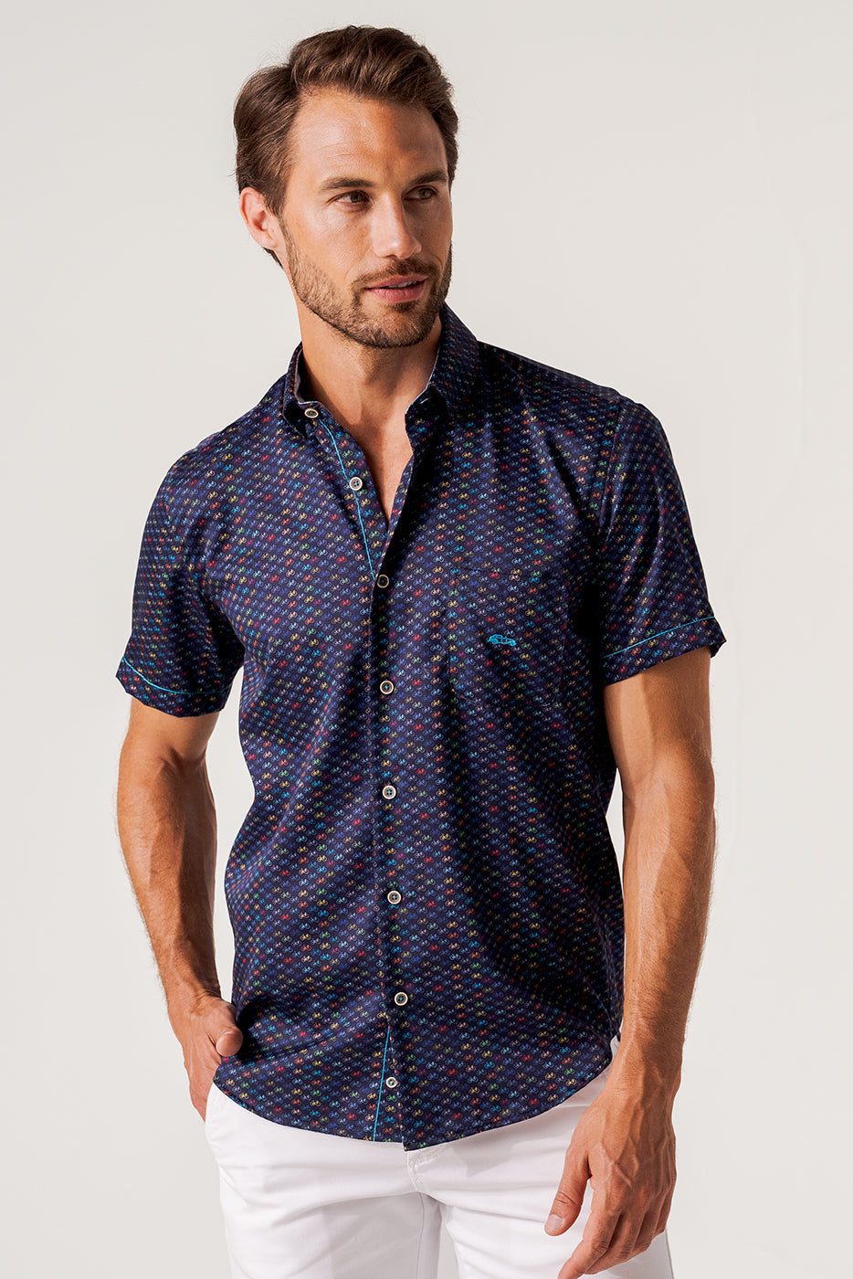Camisa regular fit manga corta bicicletas