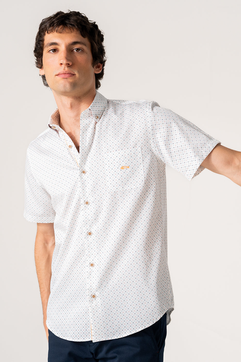 Camisa estampada manga corta anclas