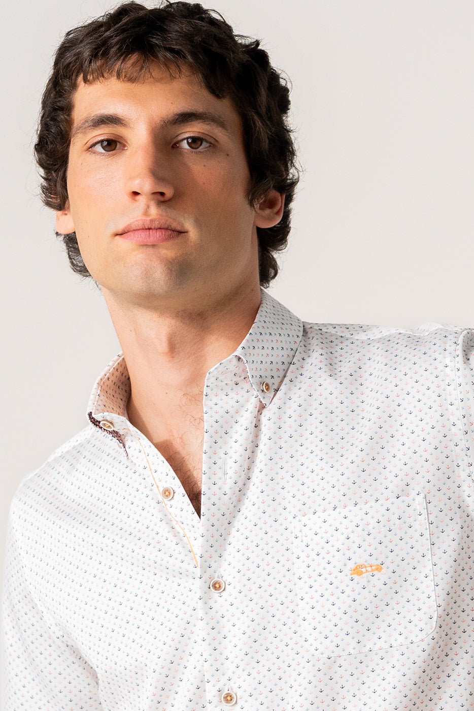 Camisa estampada manga corta anclas