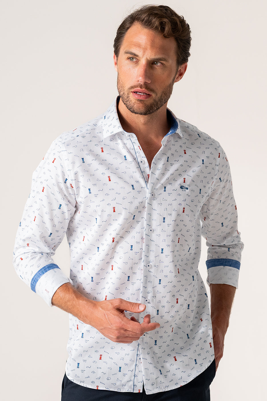 Camisa estampada hombre circuitos y coches