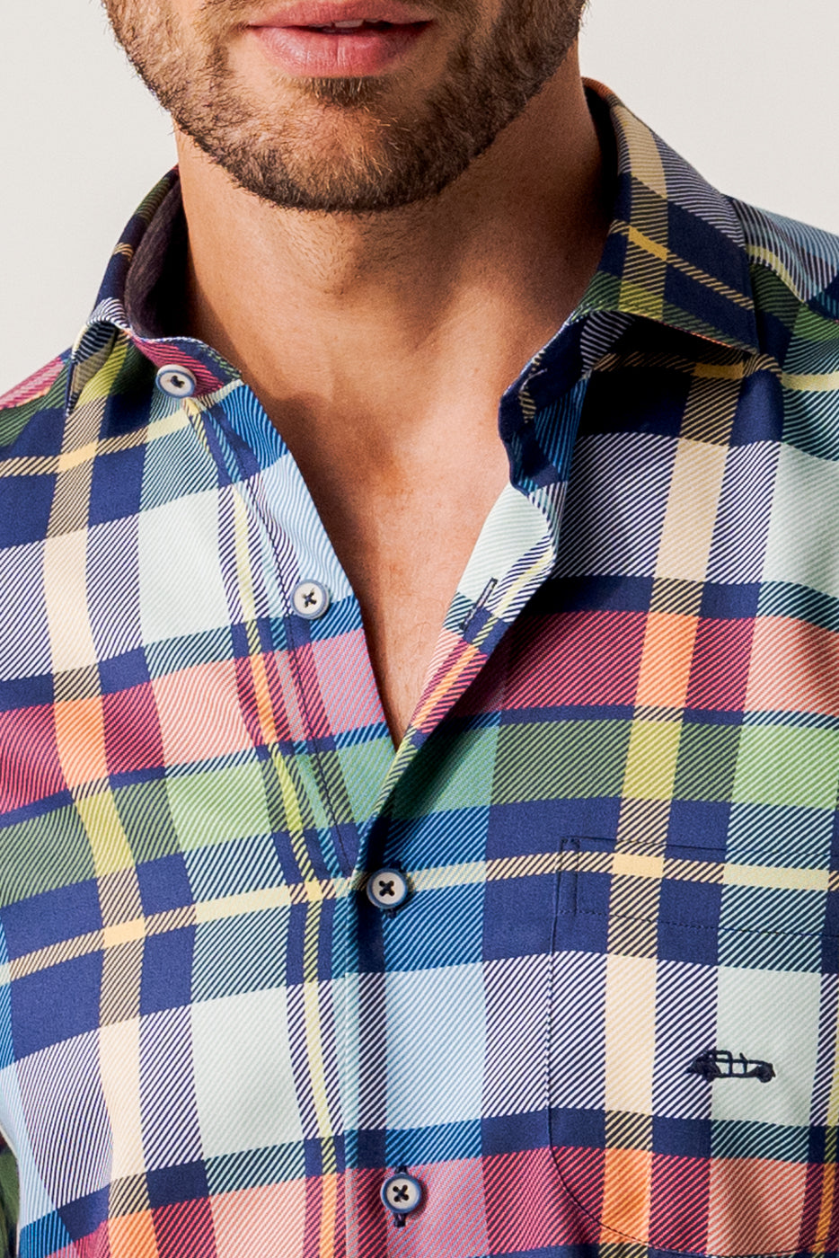 Camisa cuadro madrás para hombre