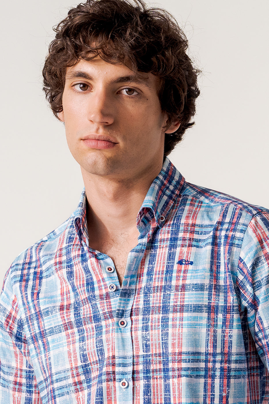 Camisa regular fit manga larga cuadros