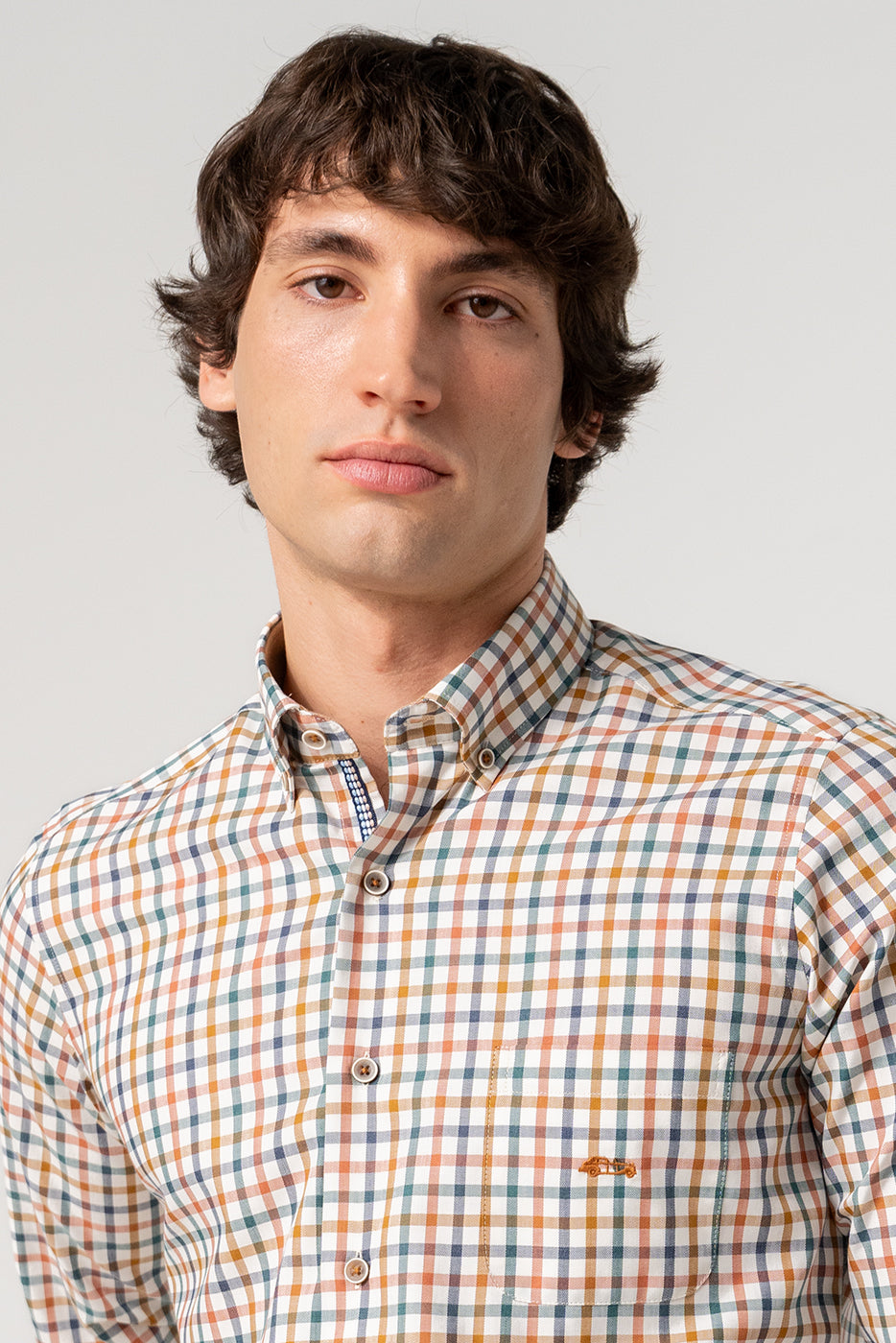 Camisa hombre cuadro vichy con bolsillo