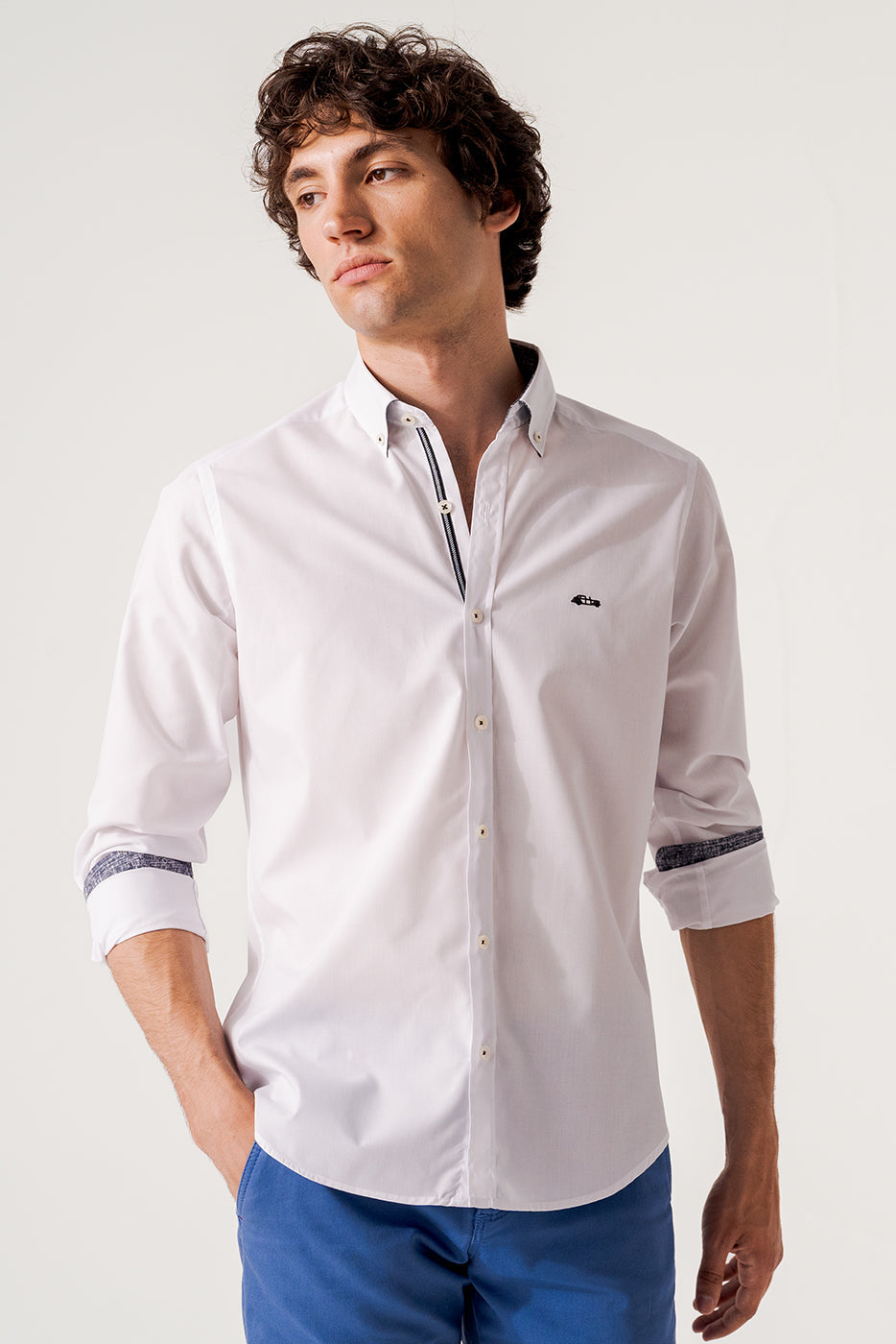 Camisa para hombre stretch color blanco