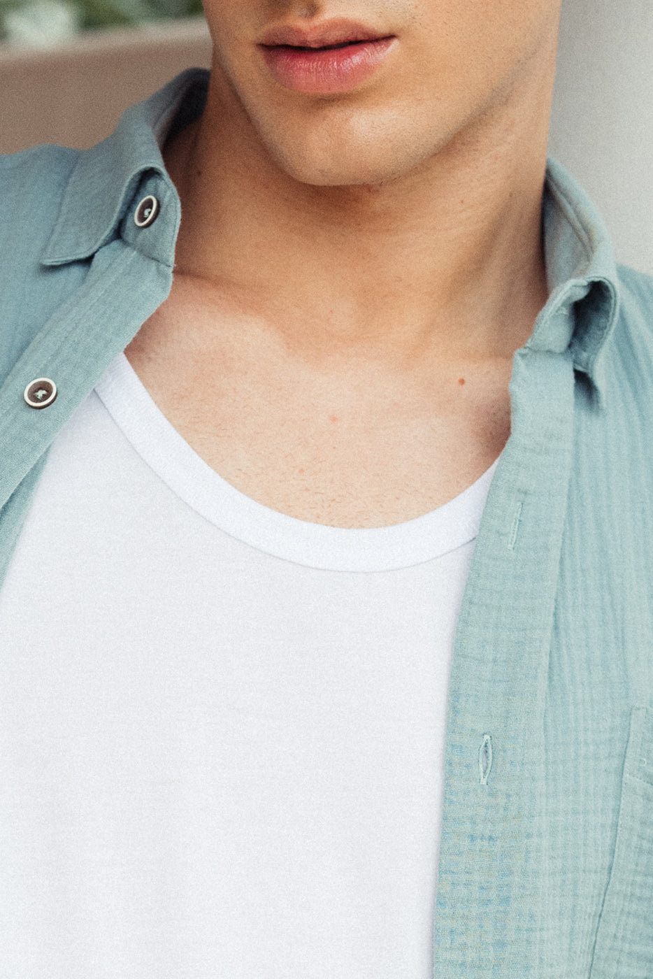 Camisa de manga corta bambula verde