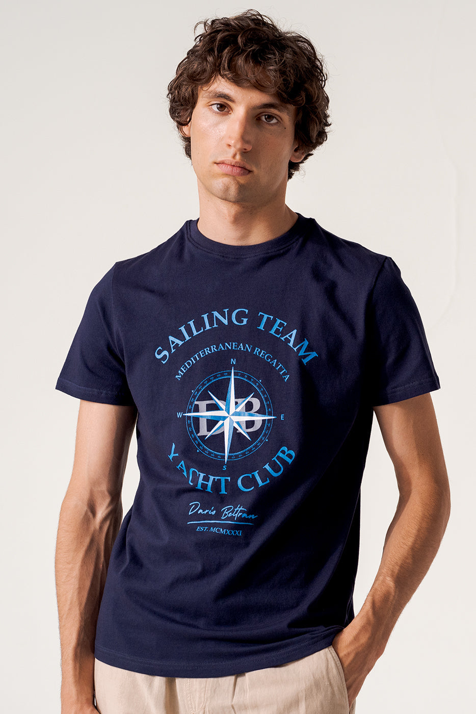 Camiseta marino hombre algodón