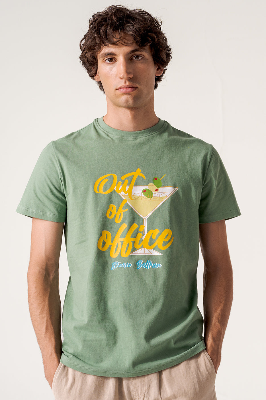 Camiseta hombre algodón verde