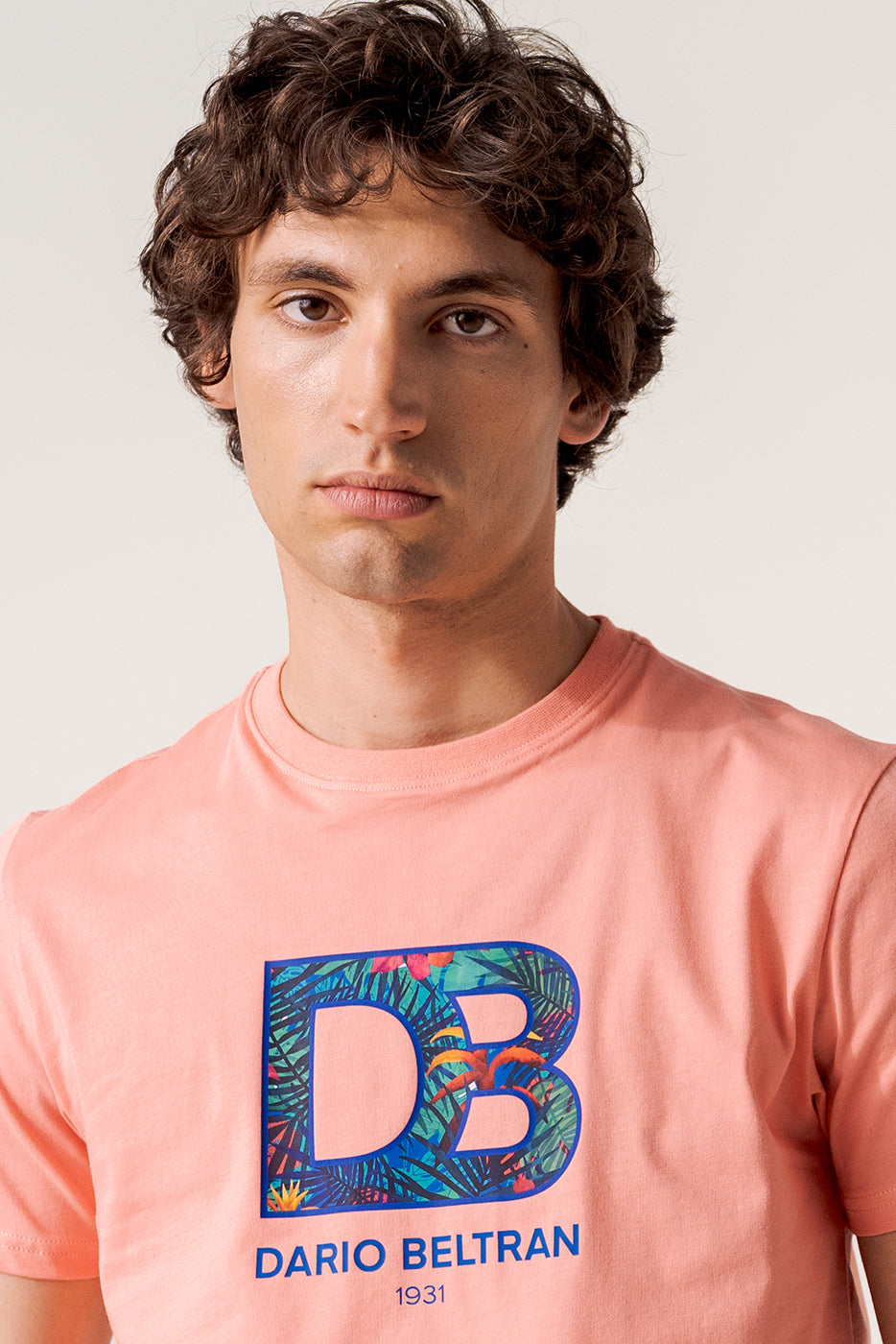 Camiseta manga corta coral hombre algodón