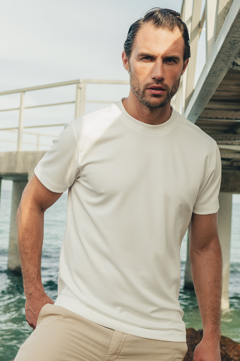Camiseta blanca hombre lisa