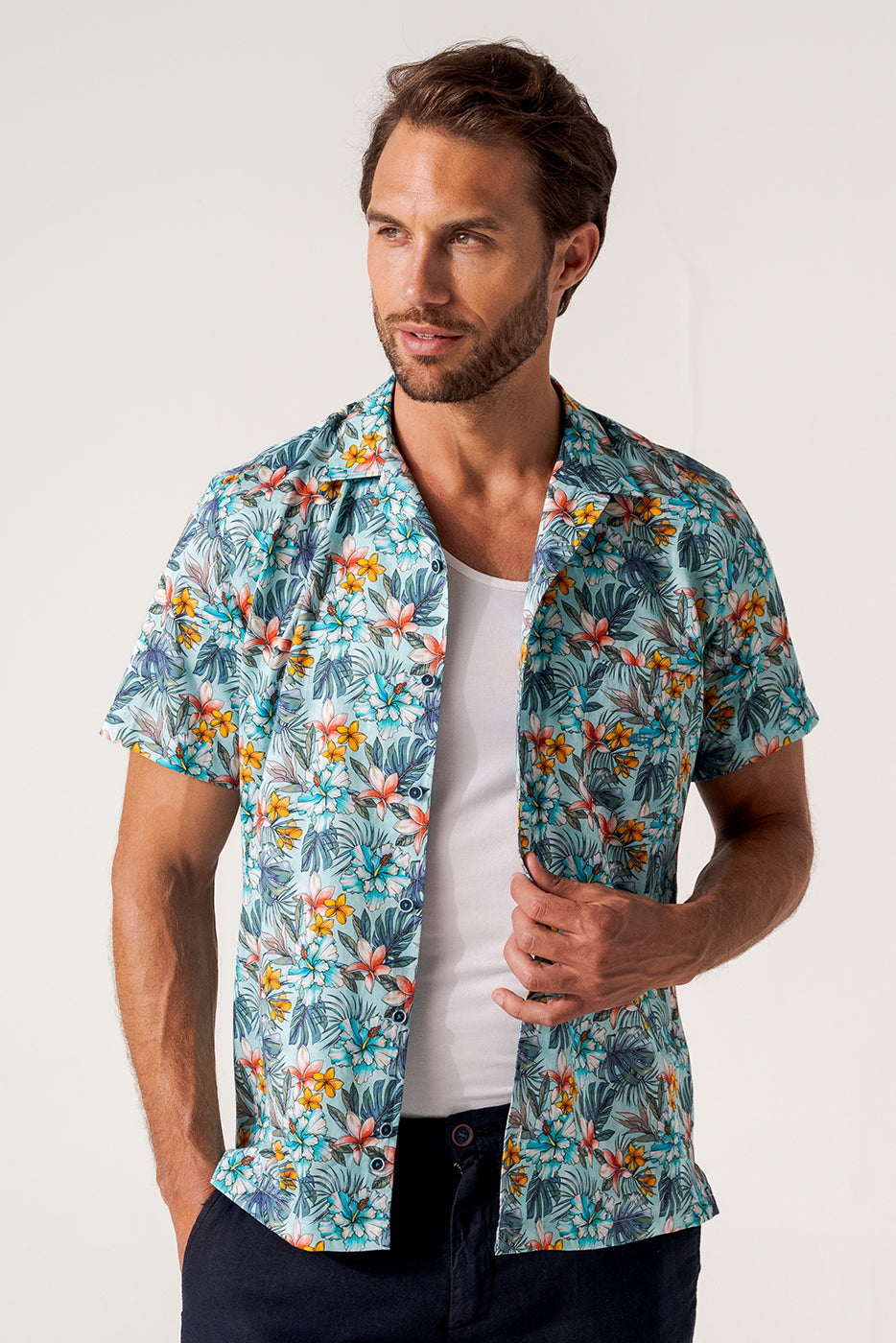 Camisa bowling hombre estampado surfero