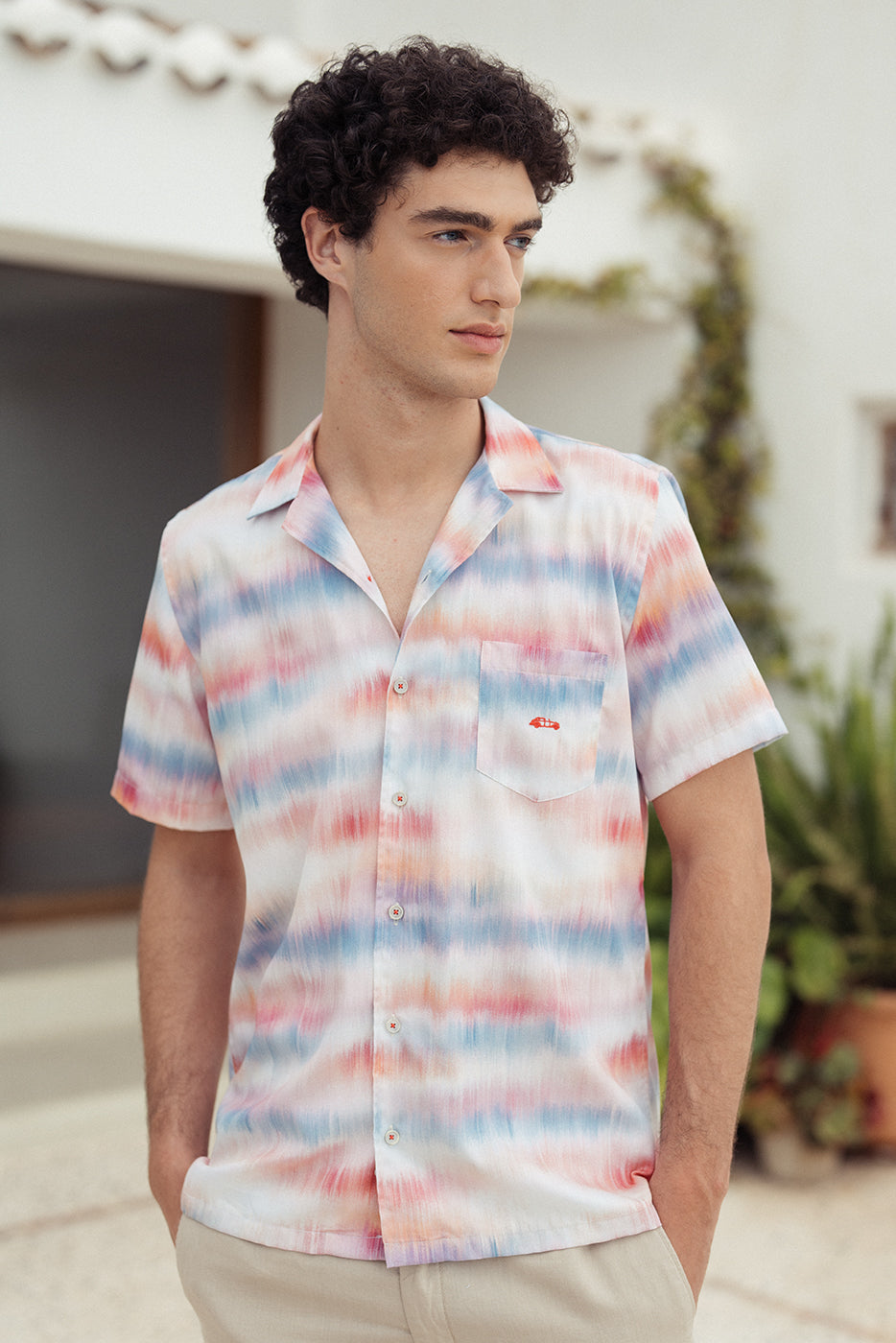 Camisa bowling estampado tie-dye